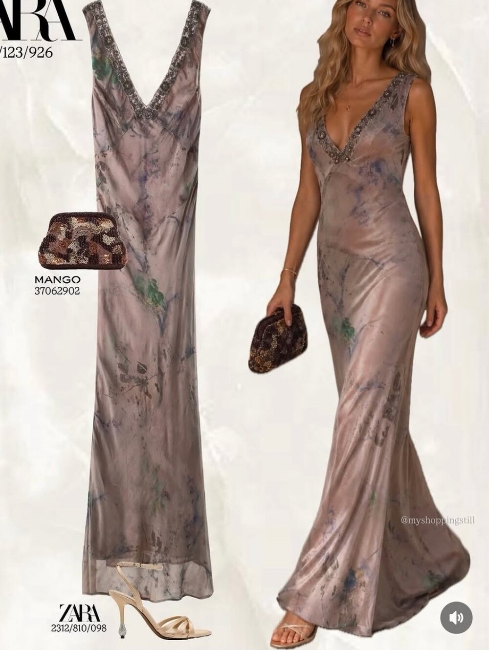 Zara Long Embroidered Printed Dress Lavender Floral Watercolor Embellished NWT S